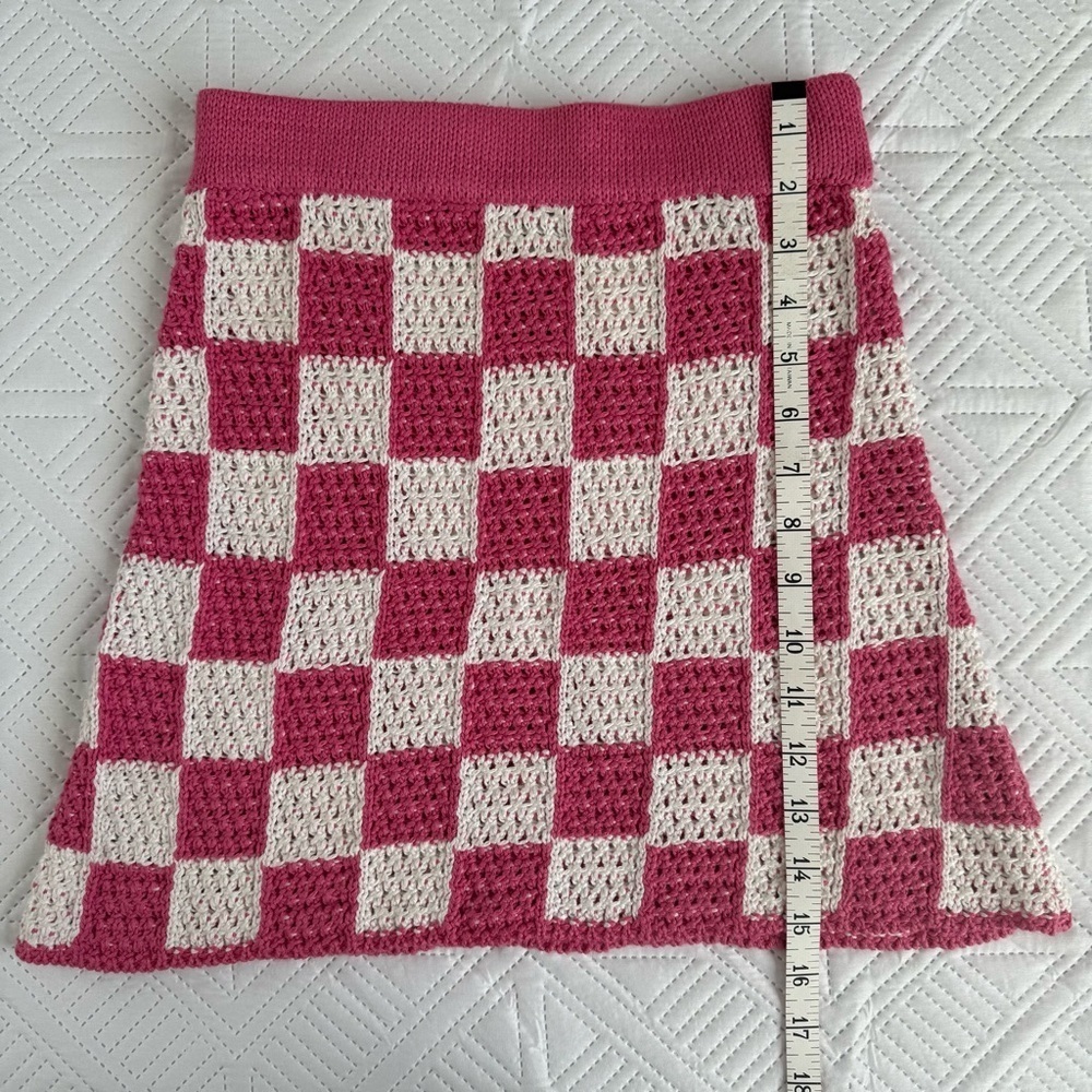 Frankies Bikinis Jasper Crochet Skirt In Pink Checker Size Small - Picture 4 of 10